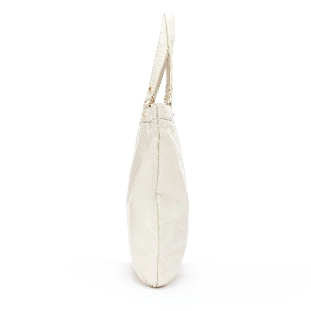 Tory Burch Oversized Zip Clutch White Leather Very good - Model View
