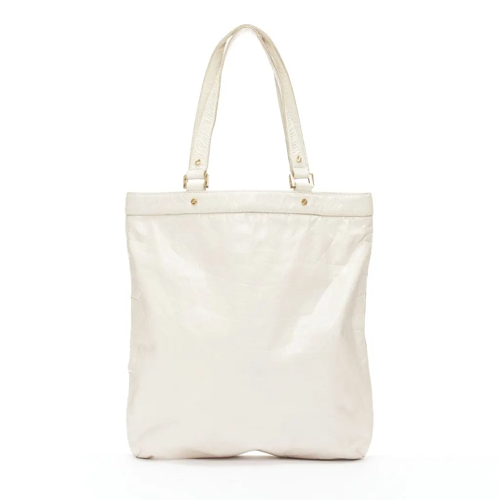 Tory Burch Oversized Zip Clutch White Leather Very good - Box View
