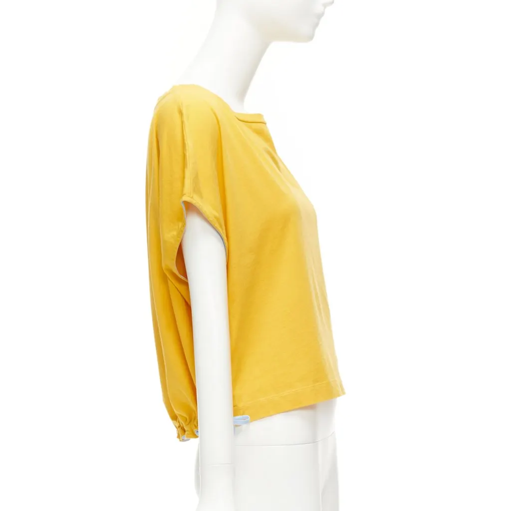 Marni Ruched Trim Tee Yellow Cotton Never worn - Model View