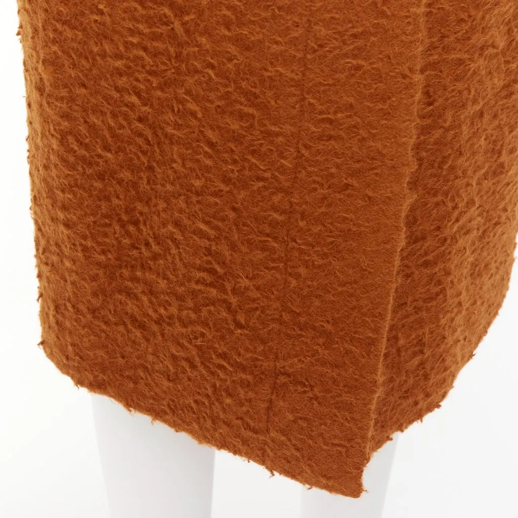 Marni Alpaca Slit Skirt Brown Silk Never worn - Back View