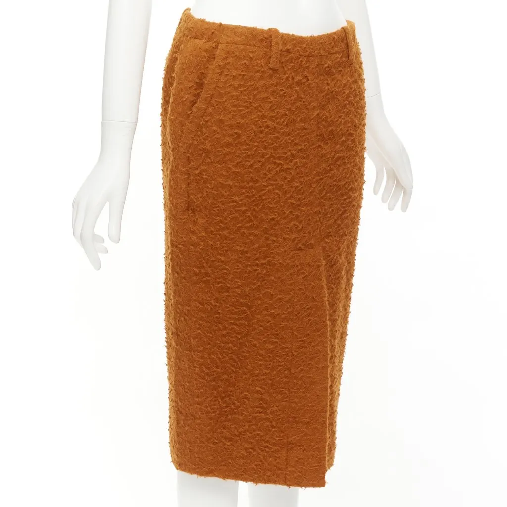 Marni Alpaca Slit Skirt Brown Silk Never worn - Inside View