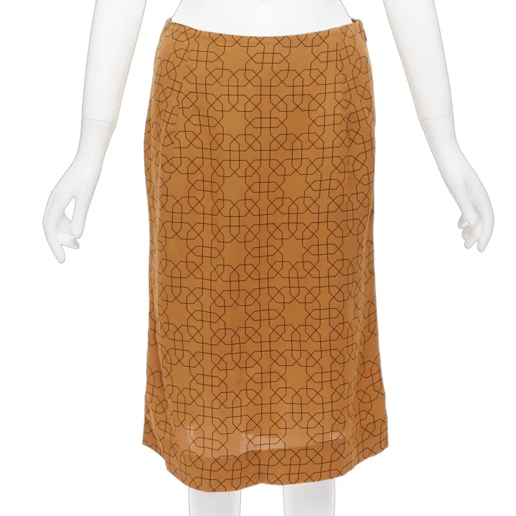 Marni Geometric Knee Skirt Brown Viscose Never worn - Front View