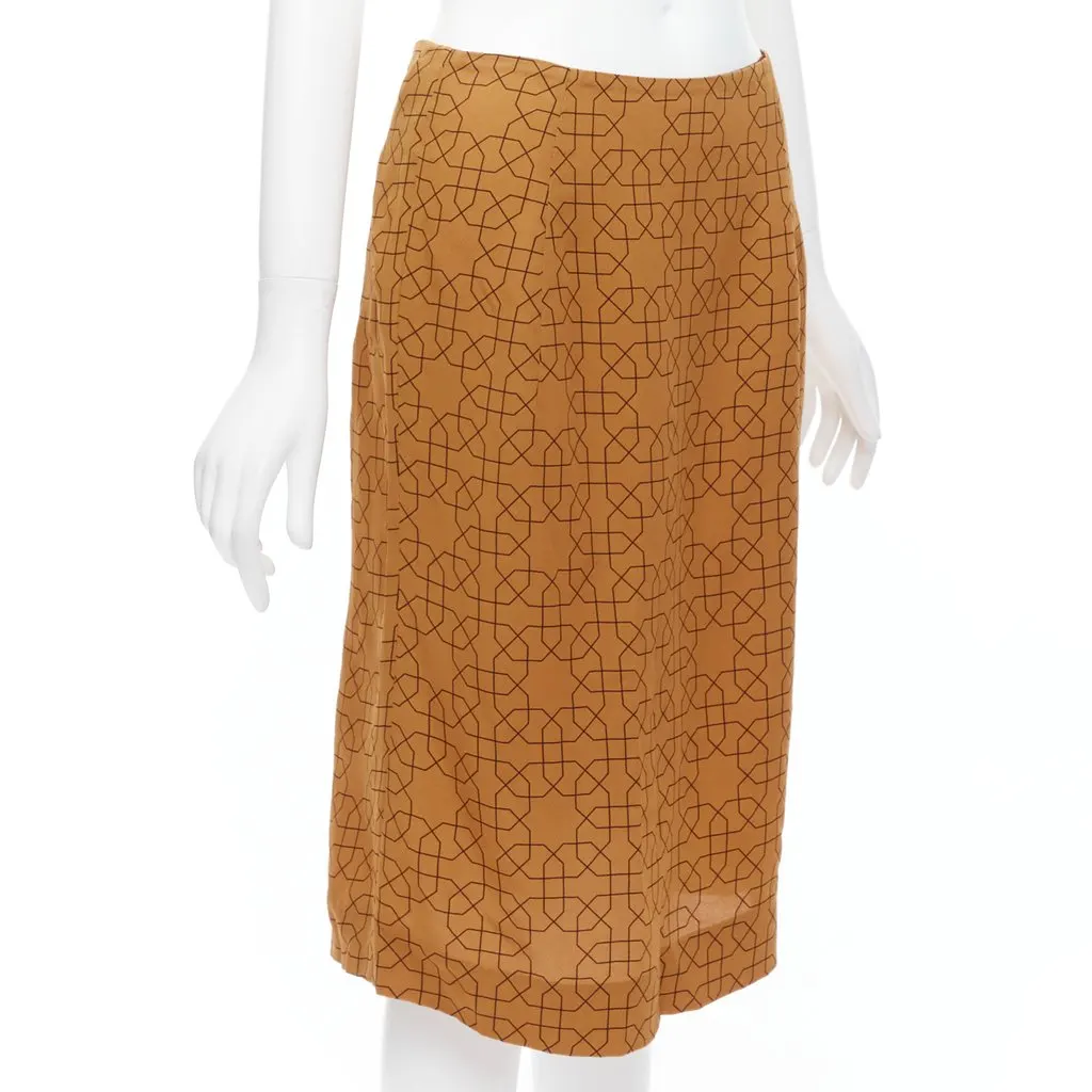 Marni Geometric Knee Skirt Brown Viscose Never worn - Inside View