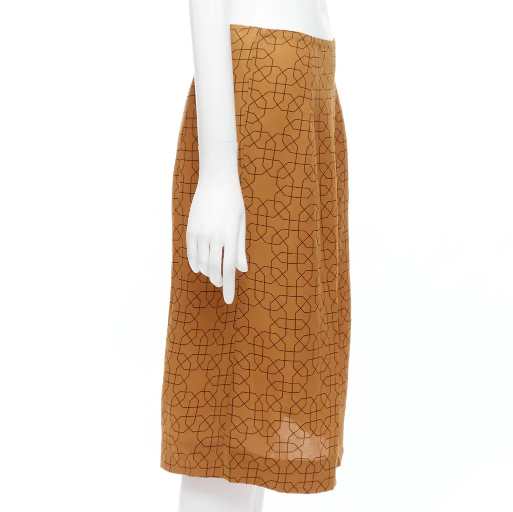 Marni Geometric Knee Skirt Brown Viscose Never worn - Model View