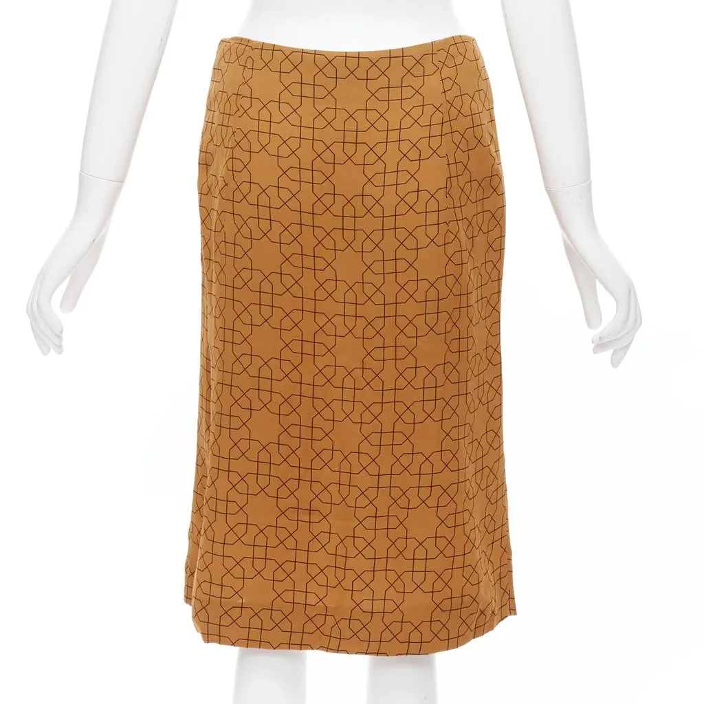 Marni Geometric Knee Skirt Brown Viscose Never worn - Box View