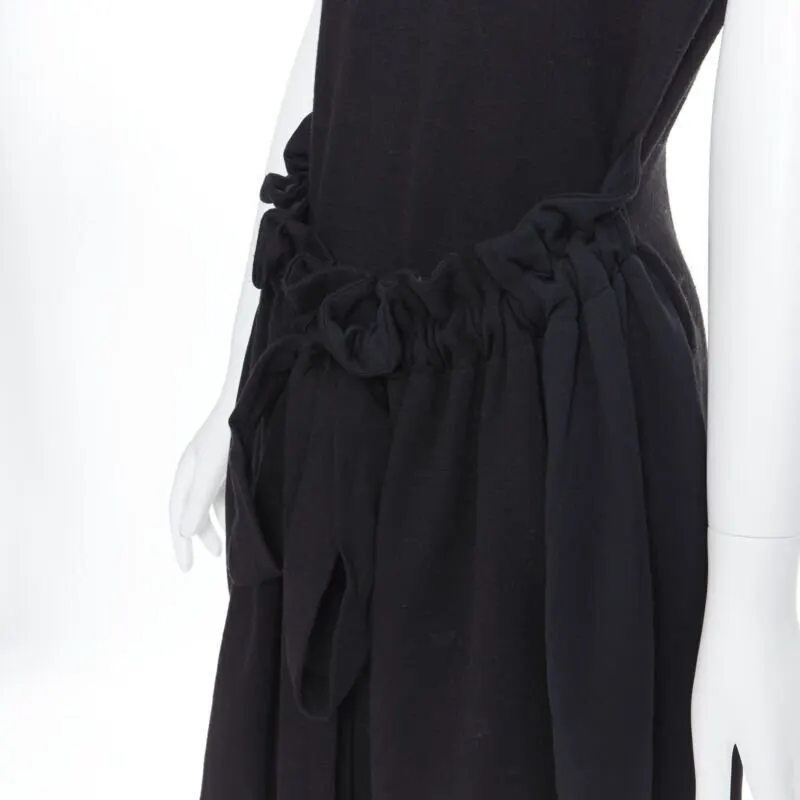 Yves Saint Laurent Ruched Bubble Dress Black Wool Very good - Back View