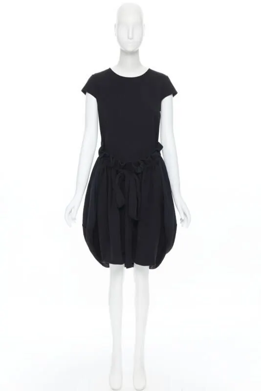 Yves Saint Laurent Ruched Bubble Dress Black Wool Very good - Inside View