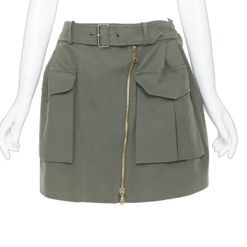 Kenzo Khaki Pocket Skirt Green Cotton Good - Front View