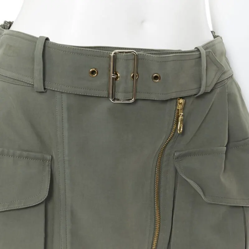 Kenzo Khaki Pocket Skirt Green Cotton Good - Back View