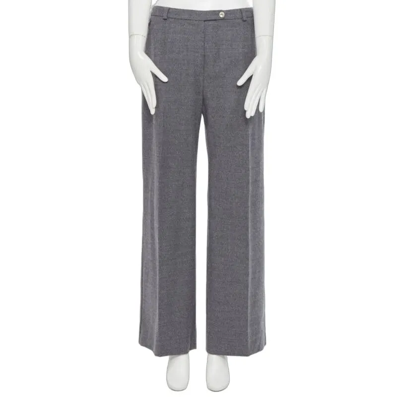 Max Mara Concealed Wide Pants Grey Wool Very good - Front View