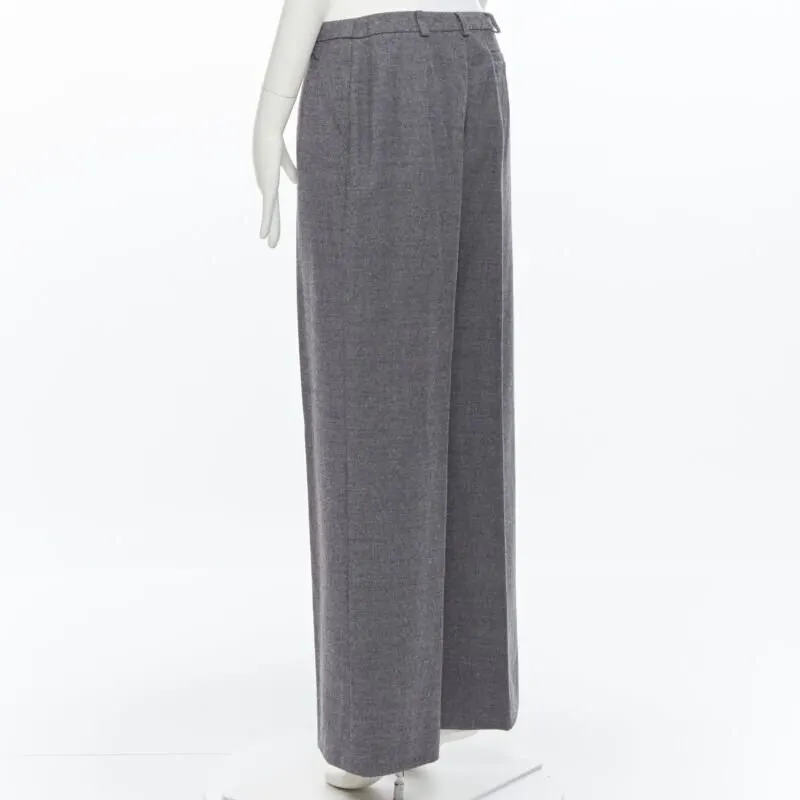 Max Mara Concealed Wide Pants Grey Wool Very good - Model View