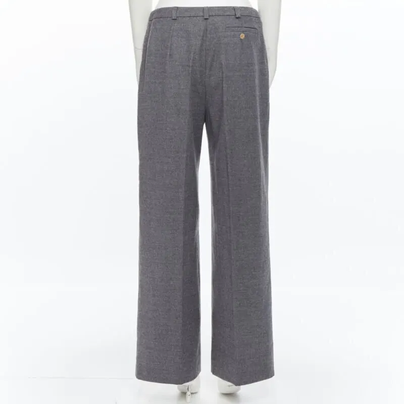 Max Mara Concealed Wide Pants Grey Wool Very good - Box View