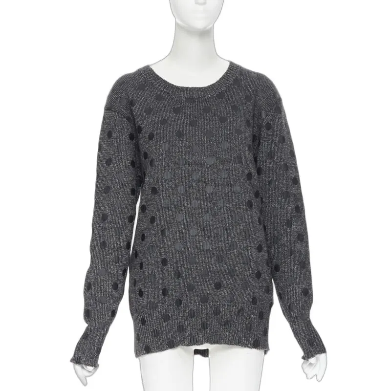 Markus Lupfer Polka Dot Sweater Grey Cotton Never worn - Front View