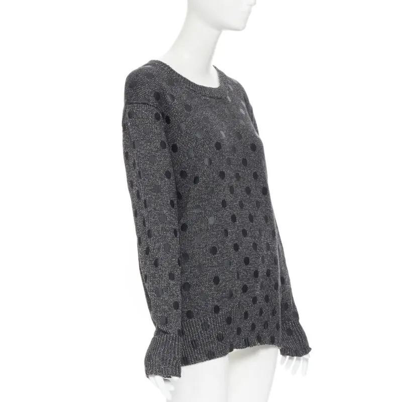 Markus Lupfer Polka Dot Sweater Grey Cotton Never worn - Inside View