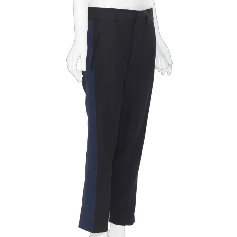 Haider Ackermann Grosgrain Cropped Pants Black Wool Never worn - Front View