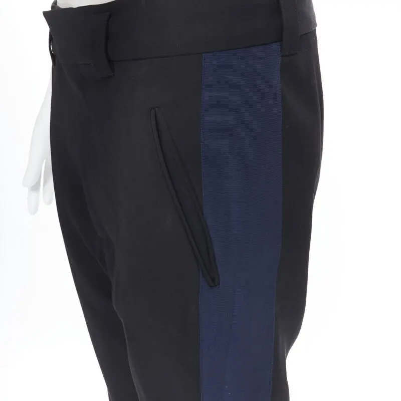 Haider Ackermann Grosgrain Cropped Pants Black Wool Never worn - Back View