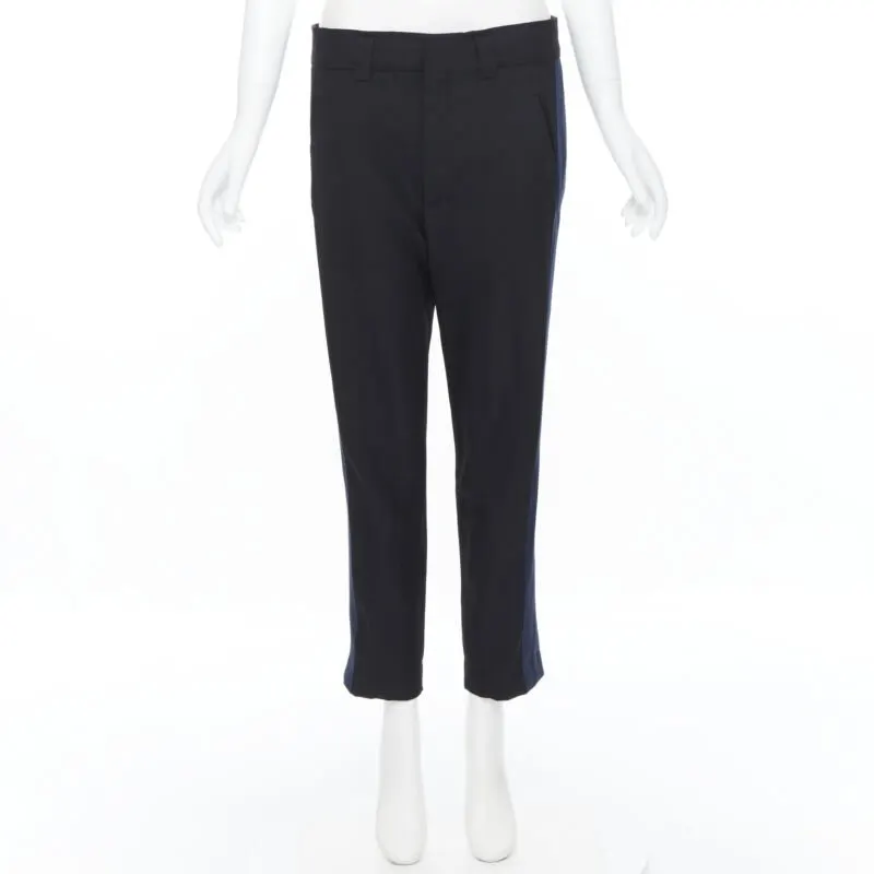 Haider Ackermann Grosgrain Cropped Pants Black Wool Never worn - Inside View