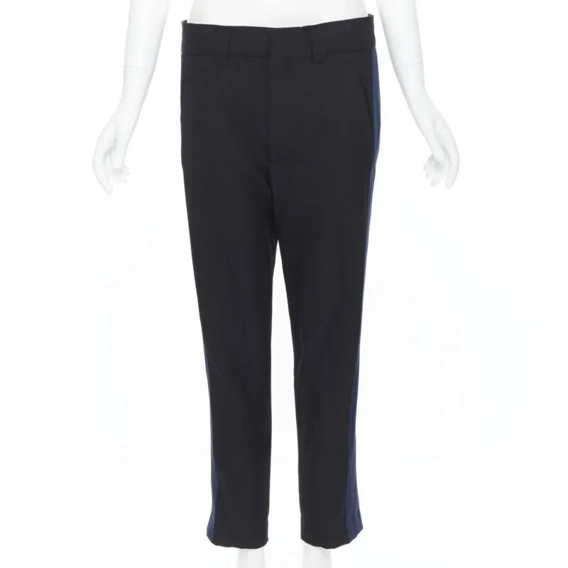 Haider Ackermann Grosgrain Cropped Pants Black Wool Never worn - Model View