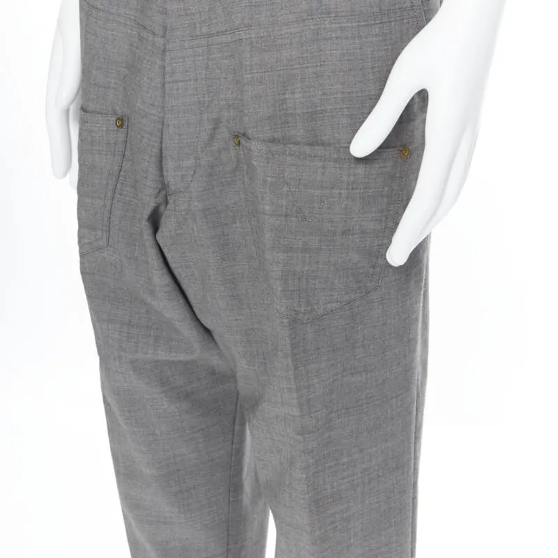 Unsigned Dropped crotch pants Grey Wool Very good - Back View