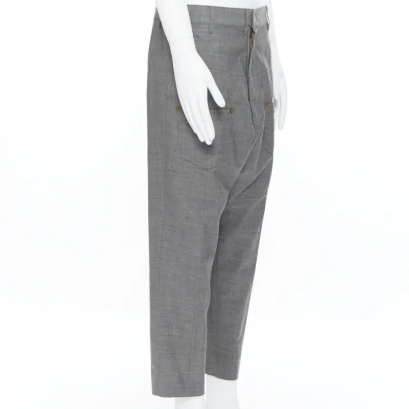 Unsigned Dropped crotch pants Grey Wool Very good - Model View