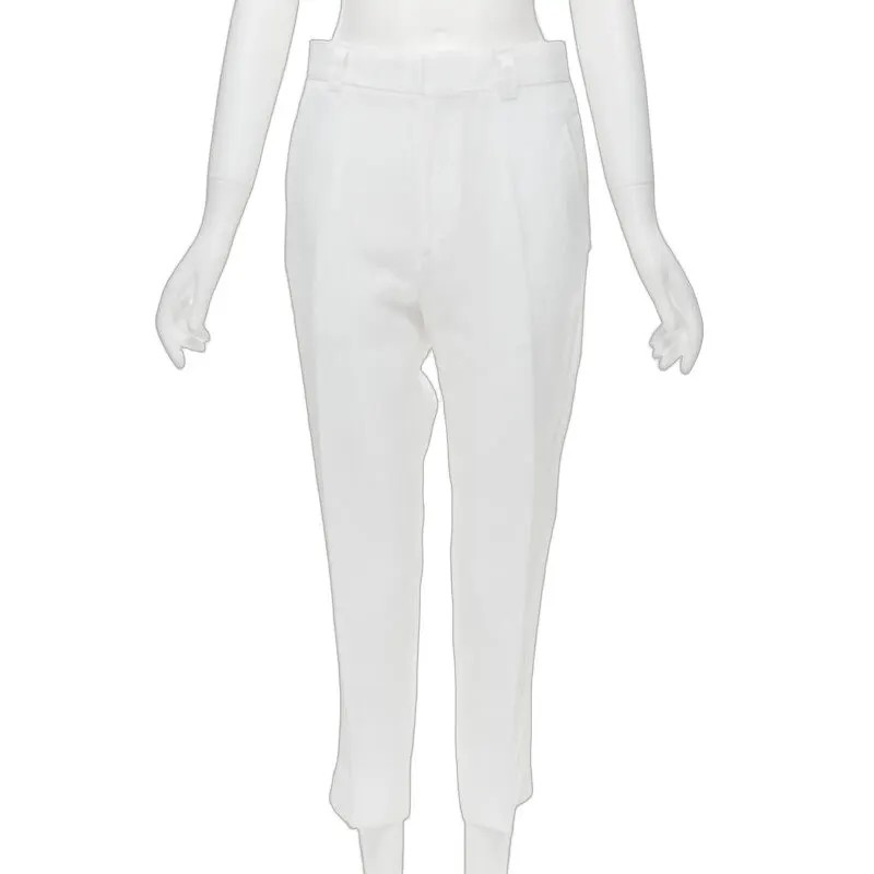 Haider Ackermann Grosgrain Trousers White Linen Good - Front View