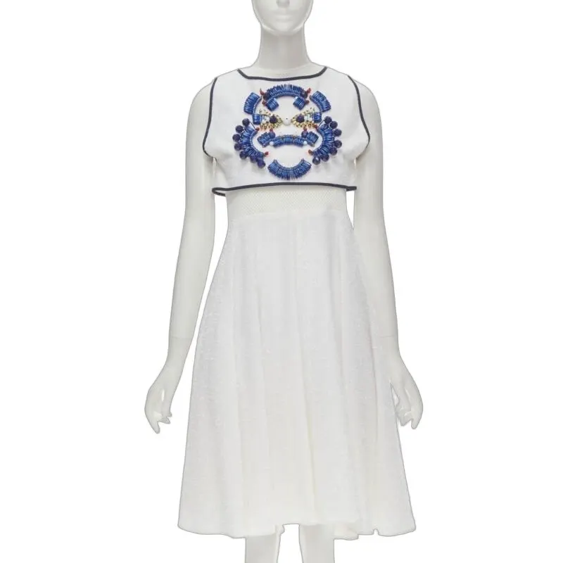 Unsigned Tinsel Bead Dress White Polyester Very good - Front View