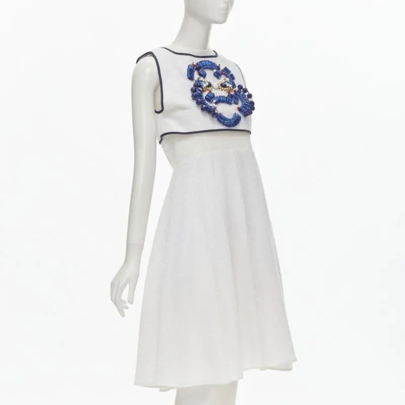 Unsigned Tinsel Bead Dress White Polyester Very good - Inside View