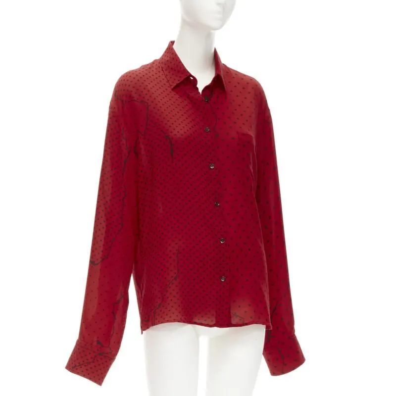 Haider Ackermann Polka Oversized Shirt Red Polyester Never worn - Inside View