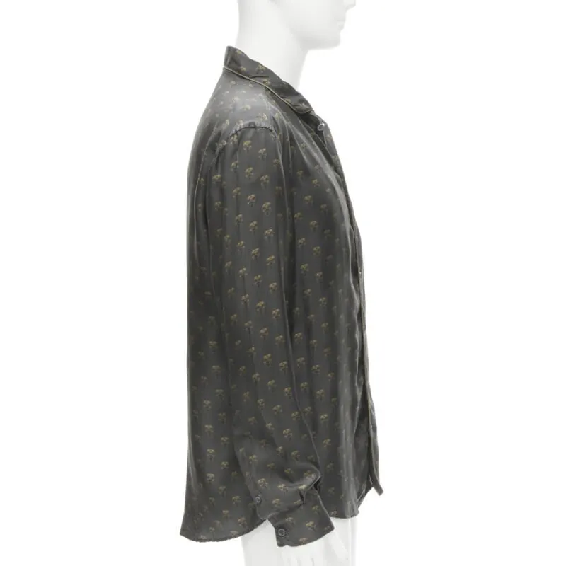 Dolce & Gabbana Queen Bee Pajama Shirt Grey Silk Never worn - Model View