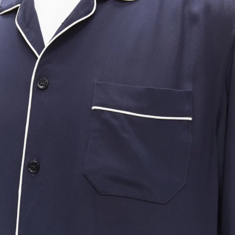 Dolce & Gabbana Piping Pajama Shirt Blue Polyester Never worn - Back View