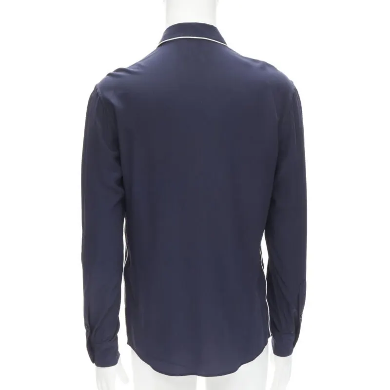 Dolce & Gabbana Piping Pajama Shirt Blue Polyester Never worn - Box View