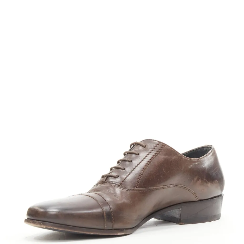 Lanvin Distressed Dress Shoes Brown Leather Fair - Model View
