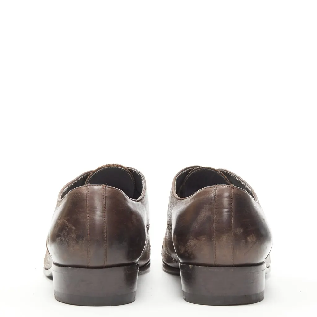 Lanvin Distressed Dress Shoes Brown Leather Fair - Box View
