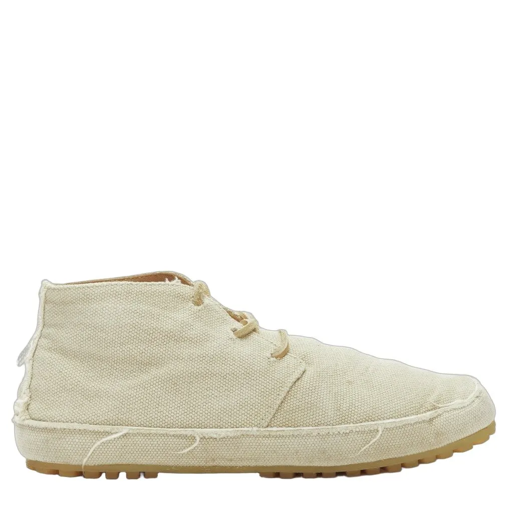 Maison Margiela Polished Combat Boots Beige Canvas Good - Front View