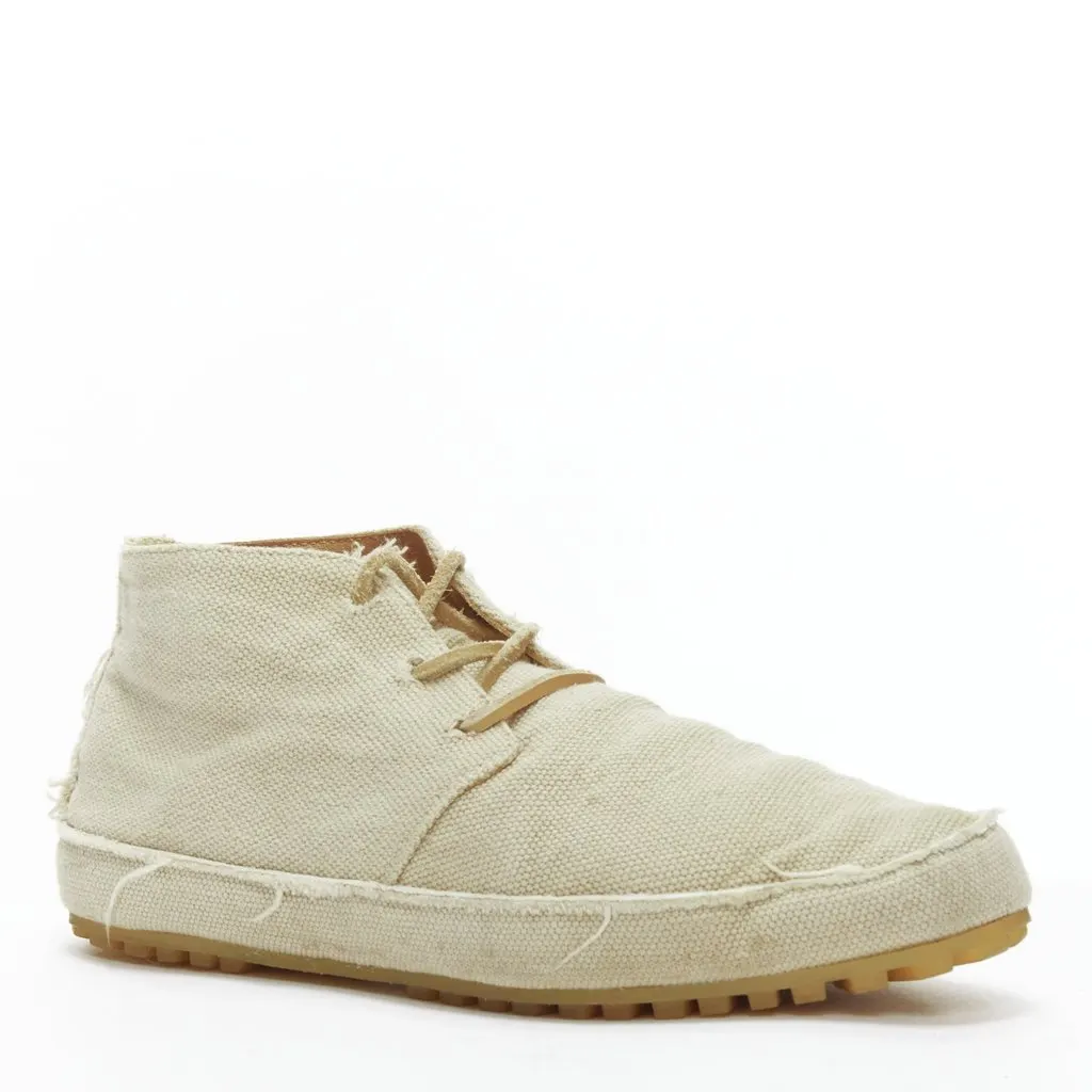 Maison Margiela Polished Combat Boots Beige Canvas Good - Back View
