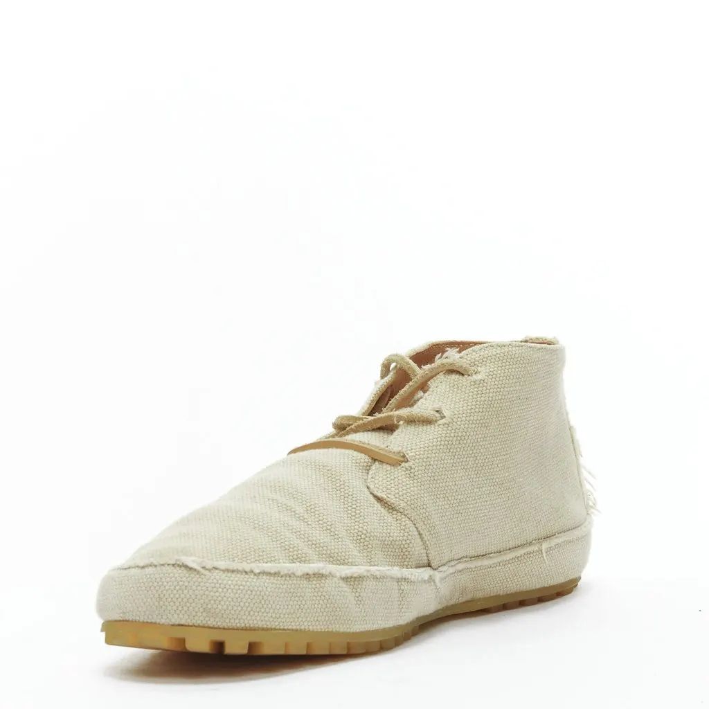 Maison Margiela Polished Combat Boots Beige Canvas Good - Model View