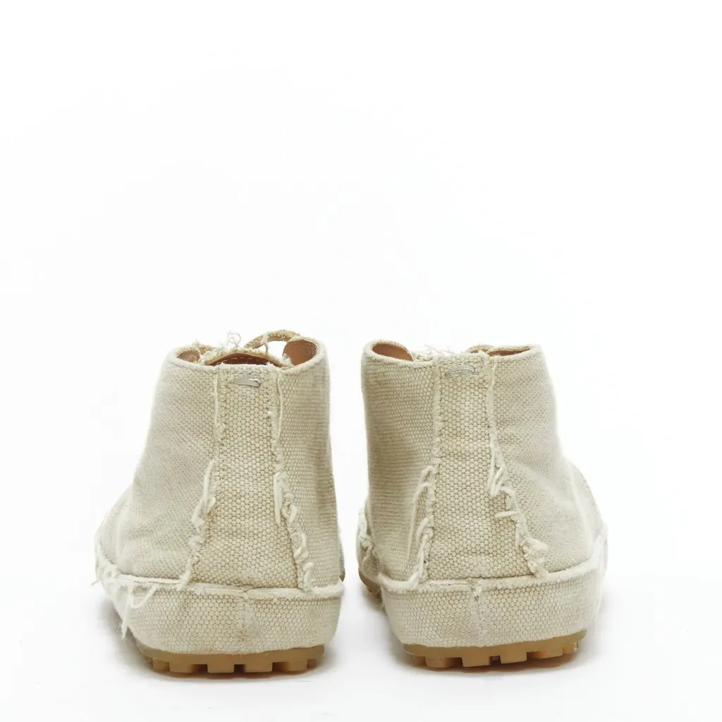 Maison Margiela Polished Combat Boots Beige Canvas Good - Box View