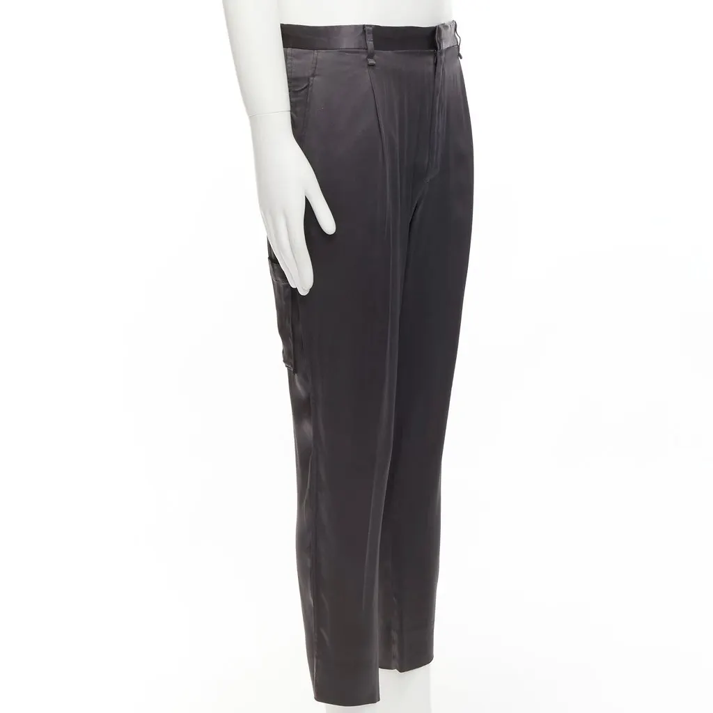 Lanvin Pleated Cuffed Pants Grey Wool Fair - Inside View