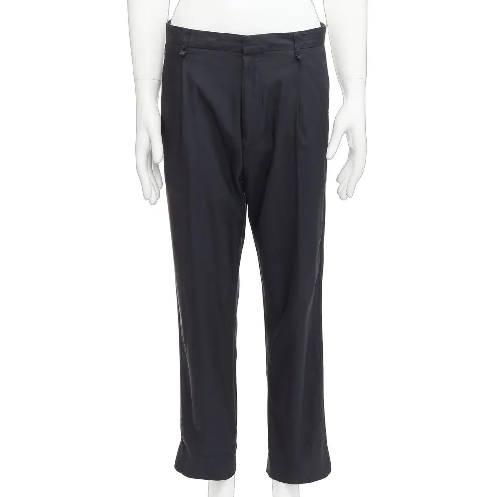 Lanvin Tapered Pleat Pants Navy Viscose Good - Front View