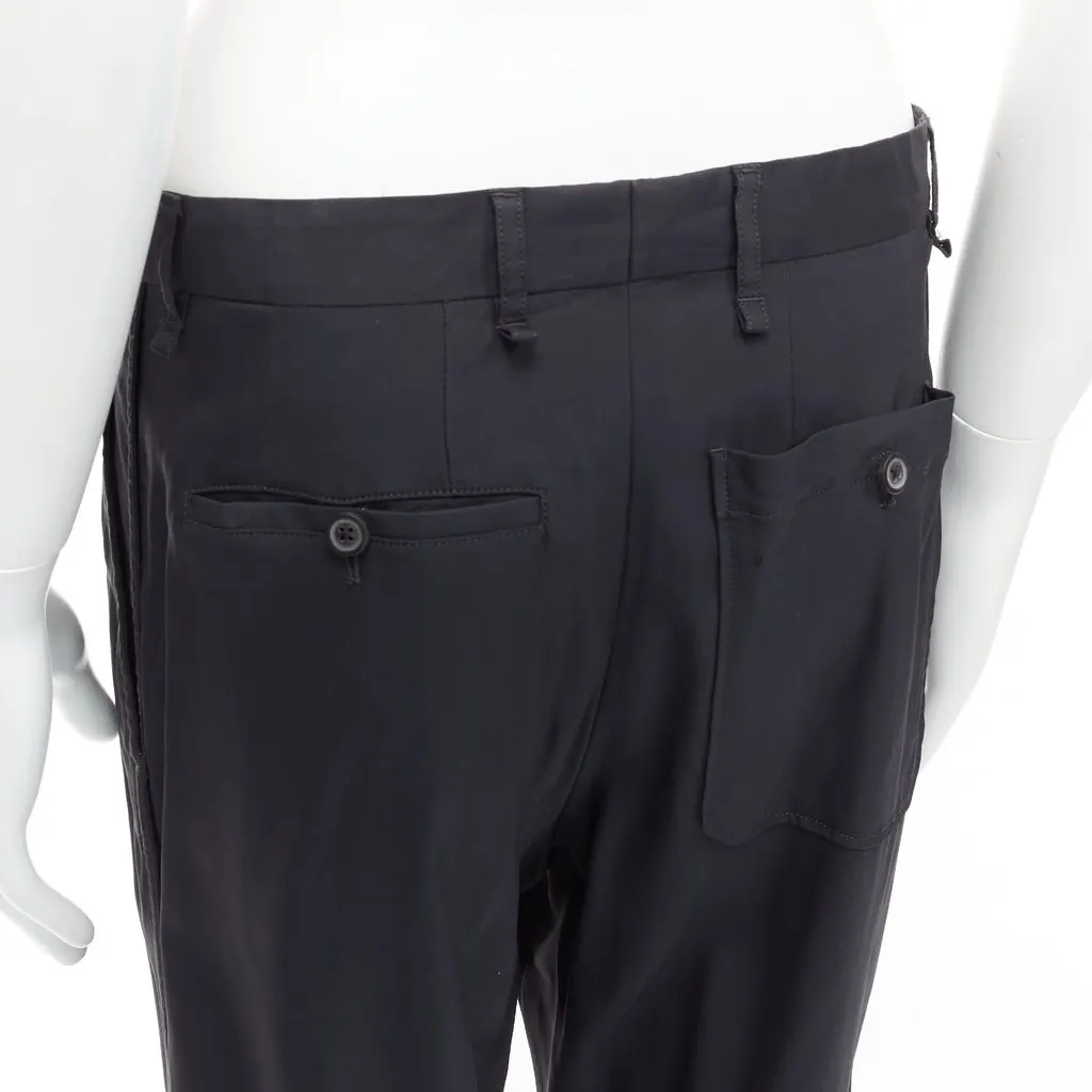 Lanvin Tapered Pleat Pants Navy Viscose Good - Back View