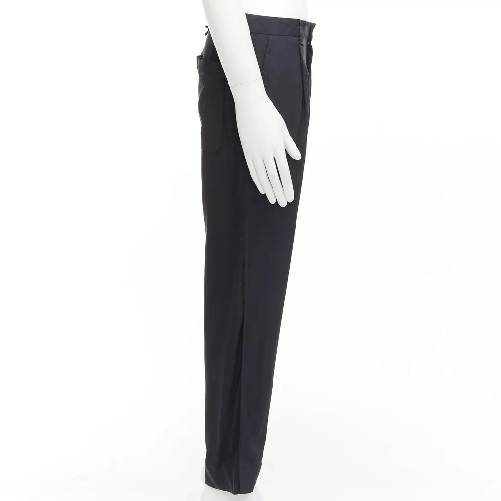 Lanvin Tapered Pleat Pants Navy Viscose Good - Model View