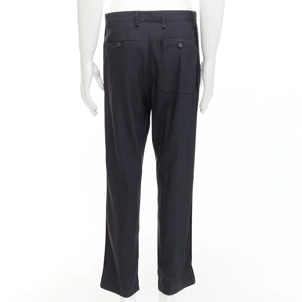 Lanvin Tapered Pleat Pants Navy Viscose Good - Box View