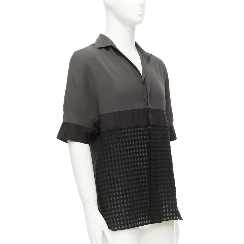 Lanvin Twill Dress Shirt Grey Polyester Good - Inside View