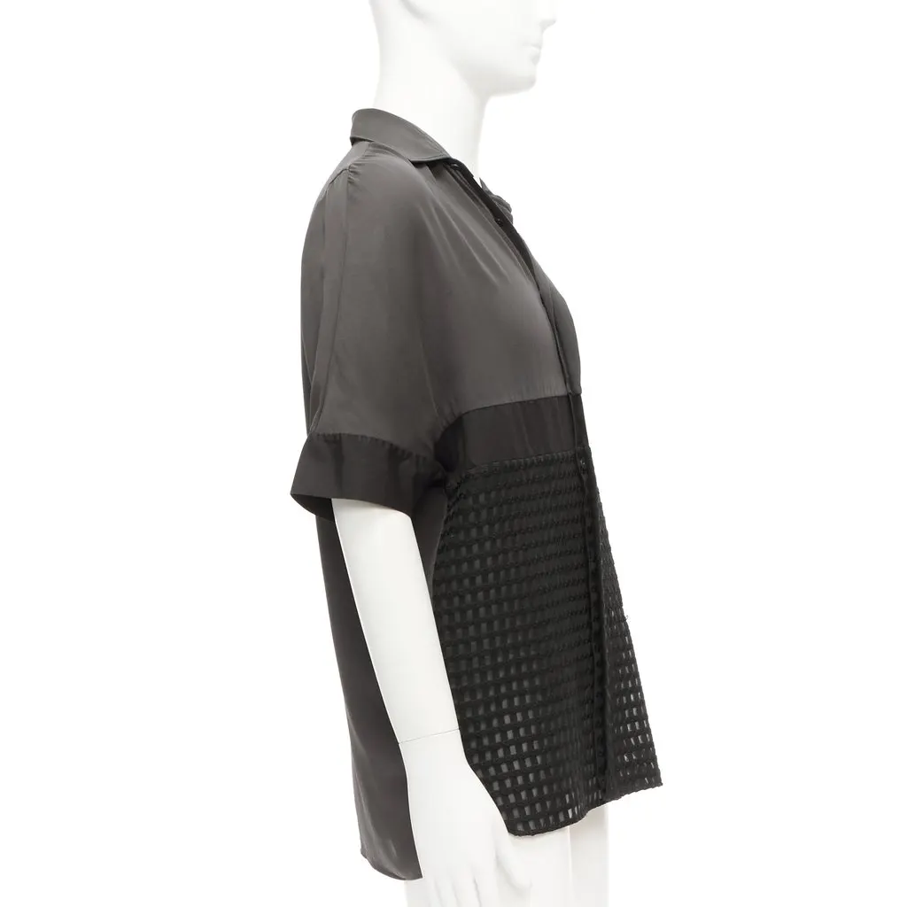 Lanvin Twill Dress Shirt Grey Polyester Good - Model View