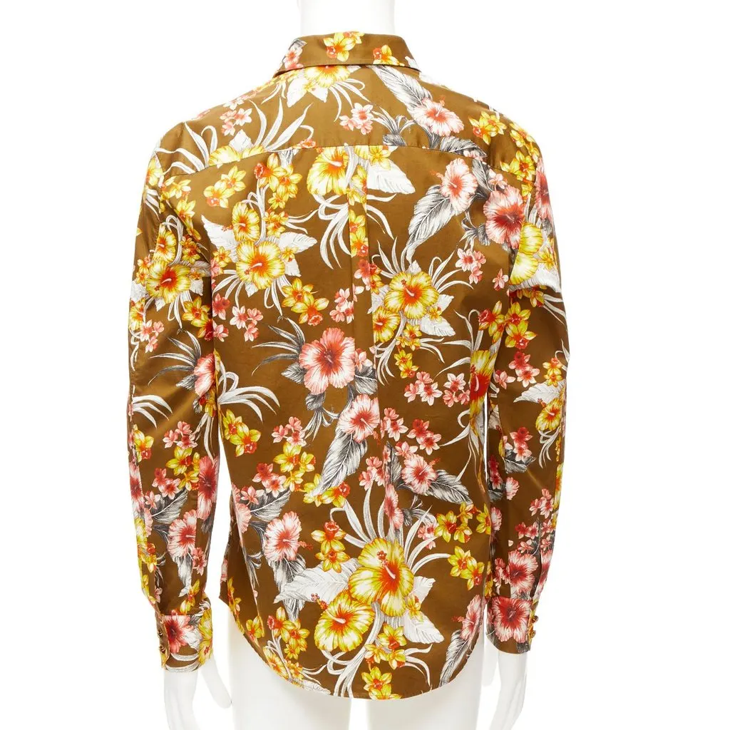 Fausto Puglisi Floral Cotton Shirt Yellow Cotton Never worn - Box View