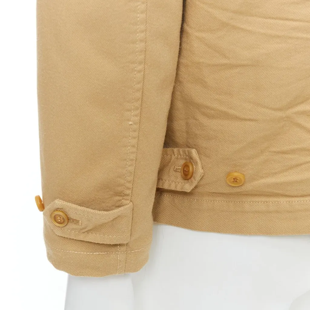 Comme Des Garcons Khaki Topstitch Jacket Beige Cotton Fair - Back View