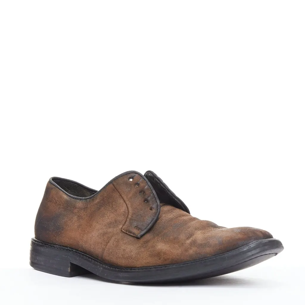Lanvin Laceless Slip Brogues Brown Leather Fair - Back View