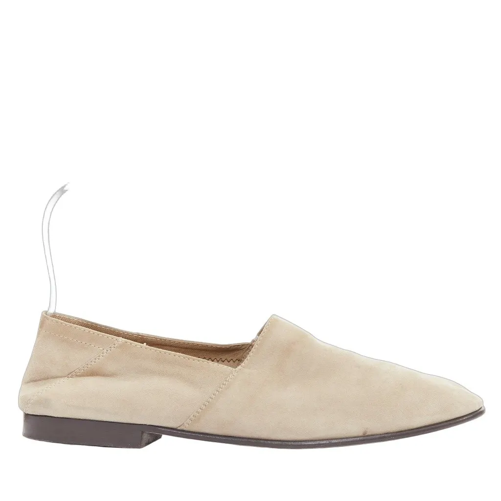 Mr Hare Suede Slip Slippers Beige Leather Fair - Front View