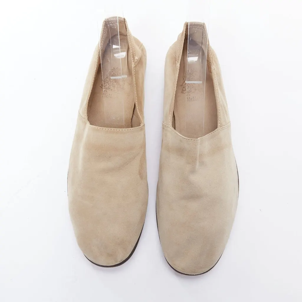 Mr Hare Suede Slip Slippers Beige Leather Fair - Back View