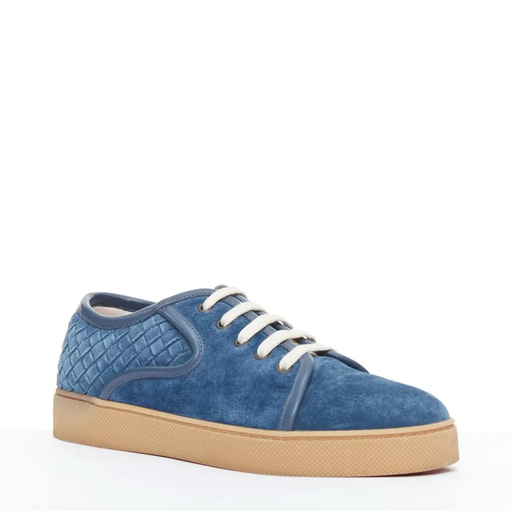 Bottega Veneta Suede Lace Sneakers Blue Suede Fair - Back View